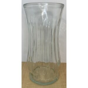 Vintage Portland Glass Co. PGC Vase Clear Ribbed Glass 9" Tall